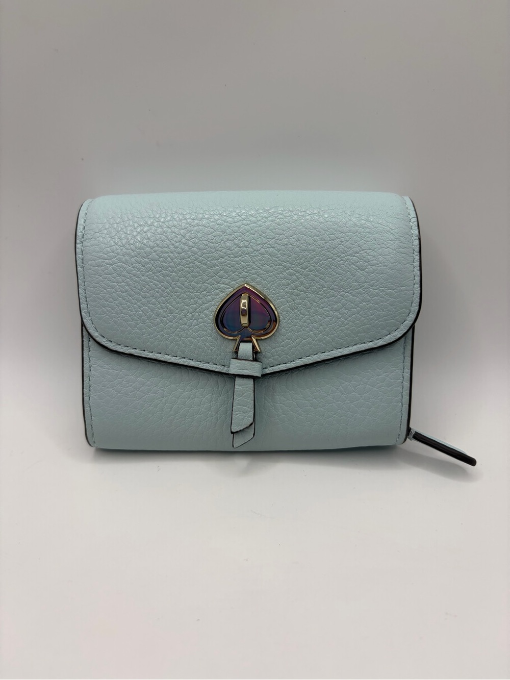 kate spade Powder Blue Pebbled Leather Wallet with Spade Lock